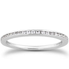 14k White Gold Slim Profile Diamond Channel Set Wedding Ring Band, size 4