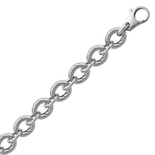 Sterling Silver Diamond Cut Chain Style  Rhodium Plated Bracelet, size 7.5''