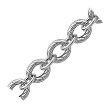 Sterling Silver Diamond Cut Chain Style  Rhodium Plated Bracelet, size 7.5''