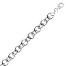 Sterling Silver Rolo Style Polished Charm Bracelet with Rhodium Plating, size 8''