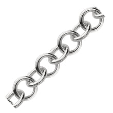 Sterling Silver Rolo Style Polished Charm Bracelet with Rhodium Plating, size 8''