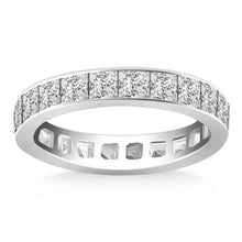 14k White Gold Eternity Ring with Channel Set Princess Cut Diamonds, size 5