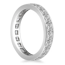 14k White Gold Eternity Ring with Channel Set Princess Cut Diamonds, size 7