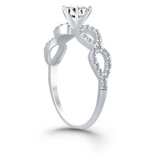 14k White Gold Double Infinity Diamond Engagement Ring, size 5