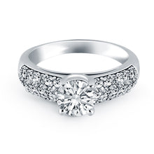 14k White Gold Tapered Pave Diamond Wide Band Engagement Ring, size 9