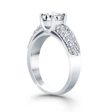 14k White Gold Tapered Pave Diamond Wide Band Engagement Ring, size 9