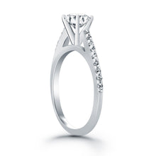 14k White Gold Micro Prong Diamond Cathedral Engagement Ring, size 5.5