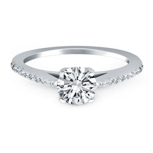 14k White Gold Micro Prong Diamond Cathedral Engagement Ring, size 7