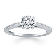 14k White Gold Micro Prong Diamond Cathedral Engagement Ring, size 8