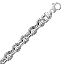 Sterling Silver Rhodium Plated Diamond Cut Cable Style Chain Bracelet, size 7.5''