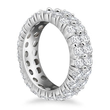 14k White Gold Double Band Round Diamond Eternity Ring, size 4