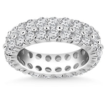 14k White Gold Double Band Round Diamond Eternity Ring, size 8