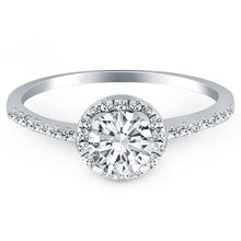 14k White Gold Diamond Halo Collar Engagement Ring, size 8