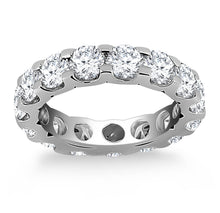 14k White Gold Round Diamond Studded Eternity Ring, size 5