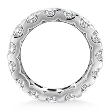 14k White Gold Round Diamond Studded Eternity Ring, size 7