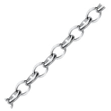 Sterling Silver Polished Charm Bracelet with Rhodium Plating, size 7.25''