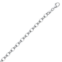 Sterling Silver Polished Charm Bracelet with Rhodium Plating, size 8''