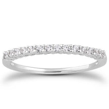 14k White Gold Shared Prong Diamond Wedding Ring Band with Airline Gallery, size 7