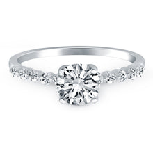 14k White Gold Diamond Engagement Ring with Shared Prong Diamond Accents, size 5.5