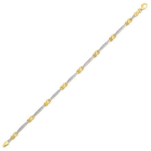 14k Two-Tone Gold Fancy Infinity Knot Line Bracelet, size 7.25''