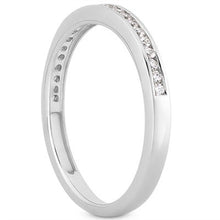 14k White Gold Slender Channel Set Diamond Wedding Ring Band Set 1/2 Around, size 5.5