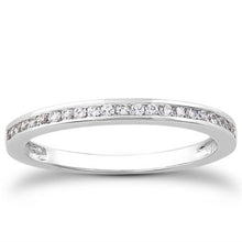 14k White Gold Slender Channel Set Diamond Wedding Ring Band Set 1/2 Around, size 6
