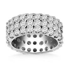 14k White Gold Triple Band Round Diamond Eternity Ring, size 8