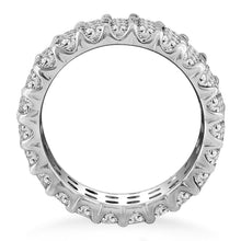 14k White Gold Triple Band Round Diamond Eternity Ring, size 8