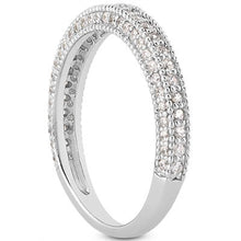 14k White Gold Fancy Pave Diamond Milgrain Textured Wedding Ring Band, size 4