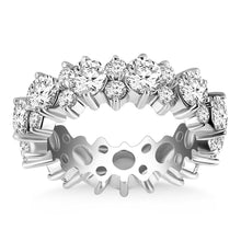 14k White Gold Ornamental Round Diamond Eternity Ring, size 6