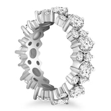 14k White Gold Ornamental Round Diamond Eternity Ring, size 6