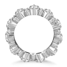 14k White Gold Ornamental Round Diamond Eternity Ring, size 7