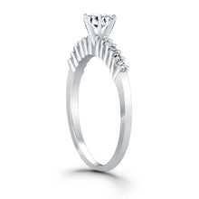 14k White Gold Shared Prong Accent Diamond Engagement Ring, size 4.5