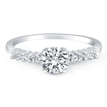14k White Gold Shared Prong Accent Diamond Engagement Ring, size 5.5