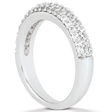 14k White Gold Triple Multi-Row Micro- Pave Diamond Wedding Ring Band, size 5