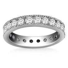 14k White Gold Antique Channel Set Round Diamond Eternity Ring, size 8