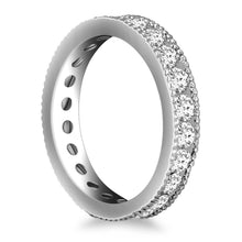 14k White Gold Antique Channel Set Round Diamond Eternity Ring, size 8