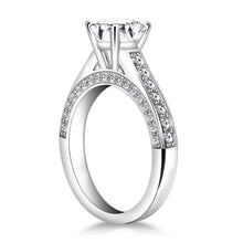 14k White Gold Pave Diamond Cathedral Engagement Ring, size 5