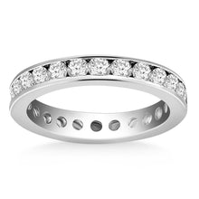14k White Gold Eternity Ring with Channel Set Round Diamonds, size 8