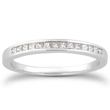 14k White Gold Channel Set Princess Diamond Wedding Ring Band, size 7